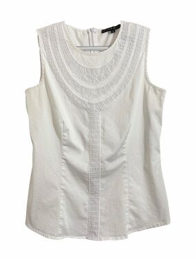 ANTONIO MELANI White Embroidered Sleeveless Shell